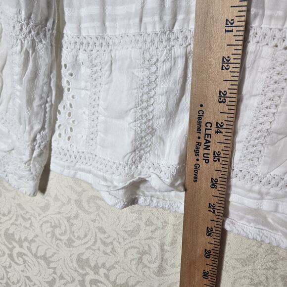 Dylan Patchwork Top sz XL White Cotton Button Front Embroidered Boho Fairycore - Picture 12 of 16
